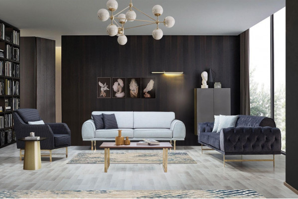 Grouss Modernen 3-Sëtzer Designer Wunnzëmmer Canapé Luxus Polstersofa