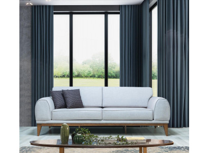 Grau Luxus Sofa Designer 3-Sëtzer Couch Wunnzëmmer 3-Sëtzer Lieder-Sofaen