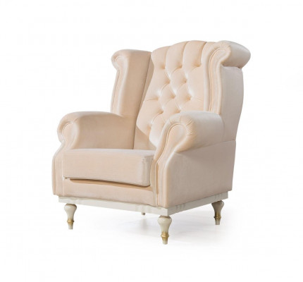 Wäissen Retro Sessel Chesterfield Einsëtzer Barsessel Wunnzëmmer 1-Sëtzer