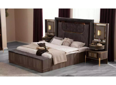 Schlofzëmmer Better Duebelbett Gro Stoff Garnitur Set 4 Deeler Bett Luxus