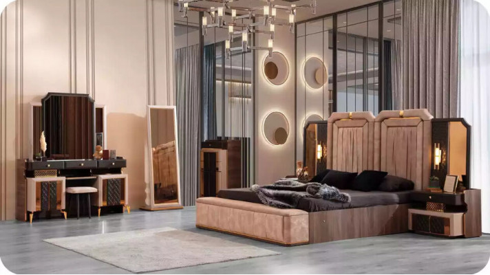 Luxe Kommode Sideboard Braun Gold Holz Schaf Schlafzimmer Kommoden