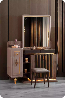 Schlofkummer Luxus Make-up Dësch Spigel Konsolendësch Make-up Braun
