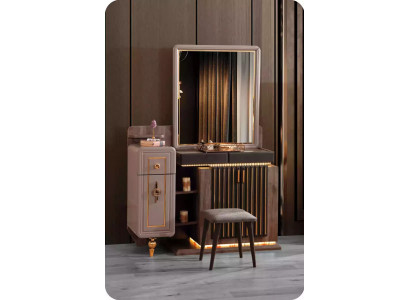 Schlofkummer Luxus Make-up Dësch Spigel Konsolendësch Make-up Braun