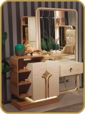 Design Schminktisch Spigel Beige Konsoletisch Luxus Schlofkummer