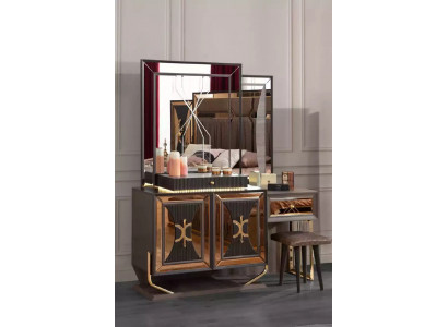 Luxuriéise gëllene Make-Up-Dësch Konsolendësch Friséierdësch Holzkonsol Nei