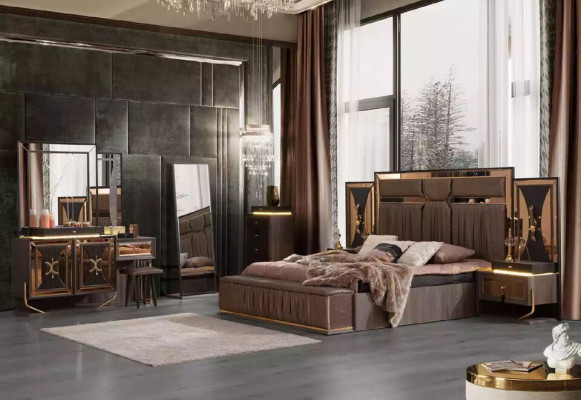 Luxuriéise gëllene Make-Up-Dësch Konsolendësch Friséierdësch Holzkonsol Nei