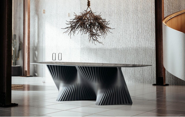 Luxus Iesszëmmerdësch Iessdësch Kichendësch Iesszëmmer Holz Schwaarz Dësch