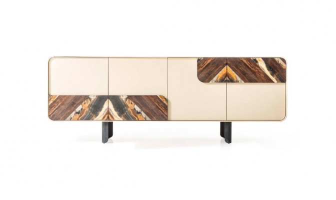 Buffet Sideboard Kommode Beige Holz Modern Miwwel Schaf Design