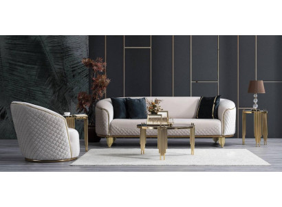 Sofagarnitur 2-deel Wohnzimmer Sofa 3 Sëtz Fotell Modern Design Canapé