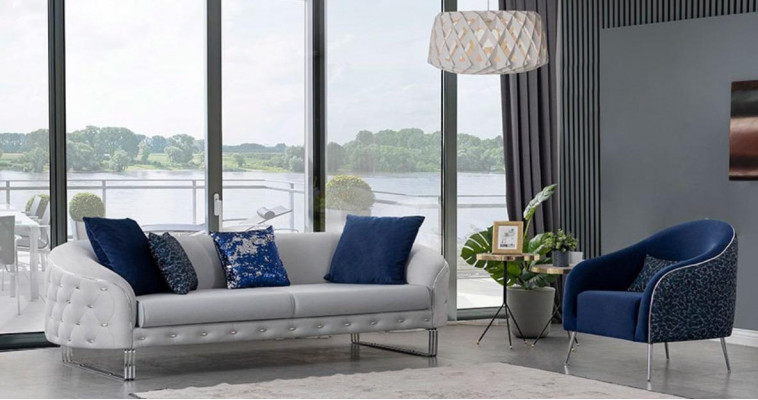 Modern Sofa Set 2 Stéck Wunnzëmmer Luxus Sofagarnitur 3+1 Sëtzer Miwwelen