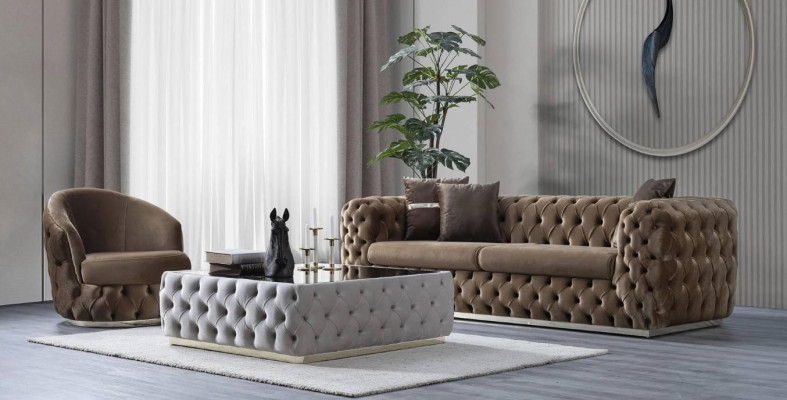 Designer Wohnzimmer Set 3 + 1 Sëtzer Miwwelen Luxus an Modernes Set 2tlg