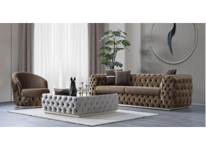 Designer Wohnzimmer Set 3 + 1 Sëtzer Miwwelen Luxus an Modernes Set 2tlg