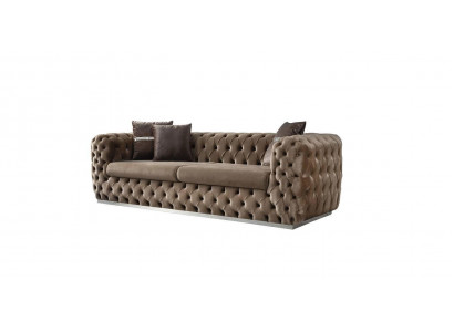 Canapé 3 Sëtz Polstercanapé Brong Textil Sëtz Design Couche Modern Chesterfield