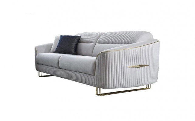 Canapé 3-Sëtzer Polstersofa wäiss Textil Sëtz Design Canapé Modern Nei