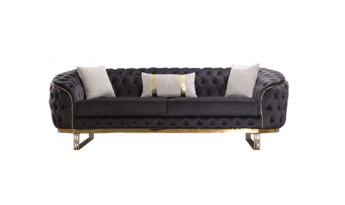 Designer Canapé 3 Sëtzer Textil Couch Polster Sofas Design Braun Chesterfield