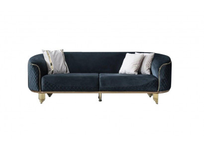 Modern Neie Sofa 3 Sëtzer Polstersofa Blo Textil Sëtz Design Canapéiert