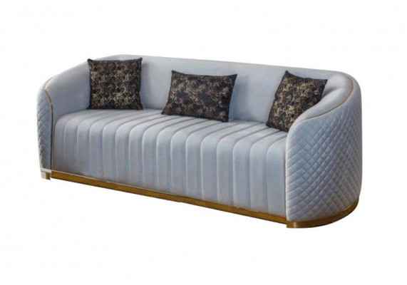 Canapé Luxus Wunnzëmmer Modern Dräisëtzer Miwwelen Canapé 3-Sëtzer Holz Textil