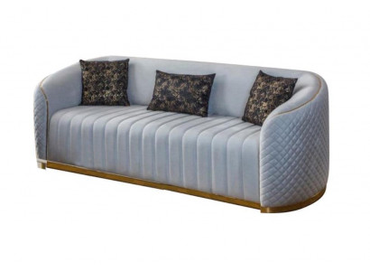 Canapé Luxus Wunnzëmmer Modern Dräisëtzer Miwwelen Canapé 3-Sëtzer Holz Textil