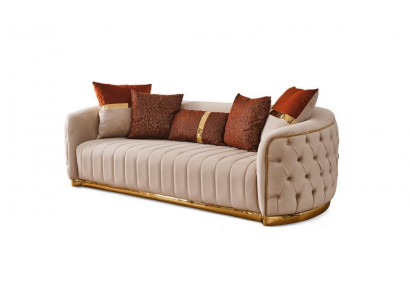 Béige Textil Dräisëtzer Modern Designer Luxus Canapé Chesterfield Béige