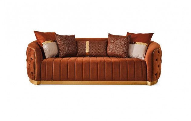 Orange Textil Drësëtz modernen Designer Luxus Couch Sofa Samt Chesterfield