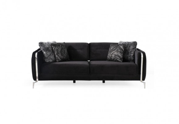 Designer Sofa 3-Sëtzer grouss Couch Polstersofas Design schwaarz Samt Miwwelen