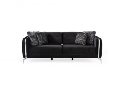 Designer Sofa 3-Sëtzer grouss Couch Polstersofas Design schwaarz Samt Miwwelen