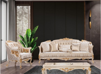 Luxus Chesterfield Sofagarnitur 3+1Sëtzer Klassesch Sofa Barock Polstersëtzt.