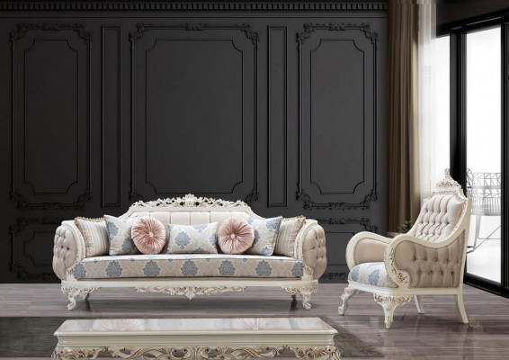 Sofa Garnitur Klassesch Luxus Sofan Sessel Wunnzëmmer Set 3+1 Setter Chesterfield