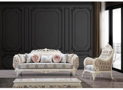 Sofa Garnitur Klassesch Luxus Sofan Sessel Wunnzëmmer Set 3+1 Setter Chesterfield