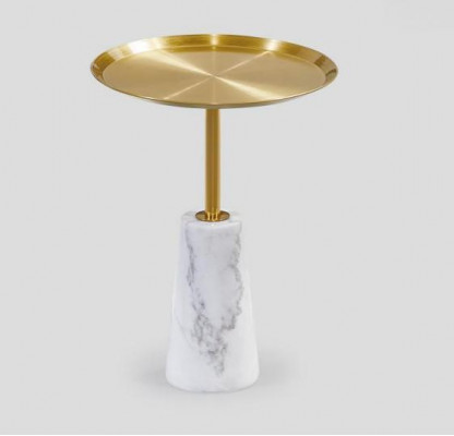 Wäissen Niewentësch Designer Dësch Wunnzëmmer Luxus Metall Miwwelen