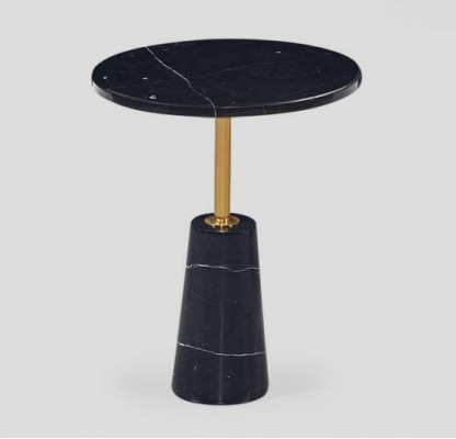 Schwaarzen Rond-Säitendësch Designer Couchdësch Eedelstol Miwwel Stil
