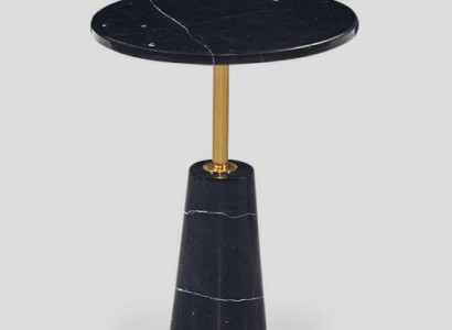 Schwaarzen Rond-Säitendësch Designer Couchdësch Eedelstol Miwwel Stil