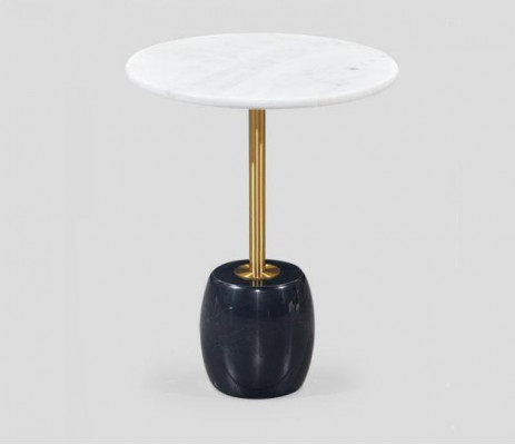 Designer ronnen Niewentafel mat Marmerplack Héichwäertege Couchtisch