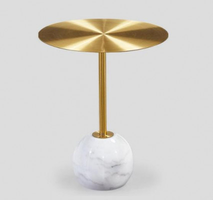 Klenge Ronne Beistelltësch mat Plateau Goldplack Designer Wunnzëmmer