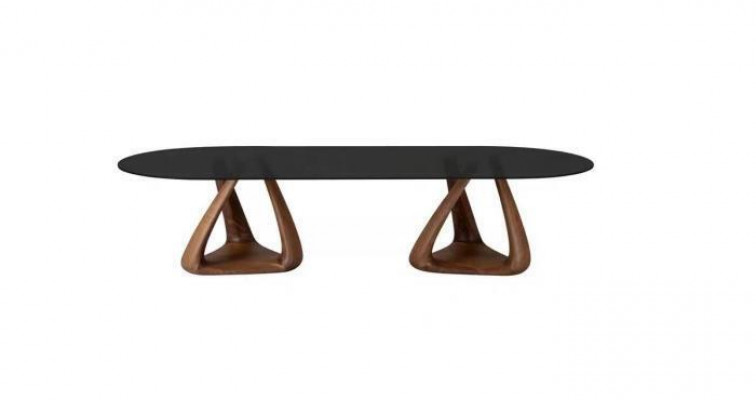 Designer schwaarzen Iesszëmmer Dësch Luxus Iesszëmmer Miwwel Holzplack oval