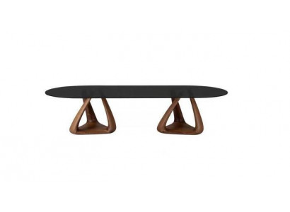 Designer schwaarzen Iesszëmmer Dësch Luxus Iesszëmmer Miwwel Holzplack oval