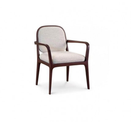 Designer groer Polsterstull Iesszëmmer Miwwelen Brong Holzgestell Fauteuil Stull