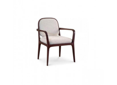 Designer groer Polsterstull Iesszëmmer Miwwelen Brong Holzgestell Fauteuil Stull