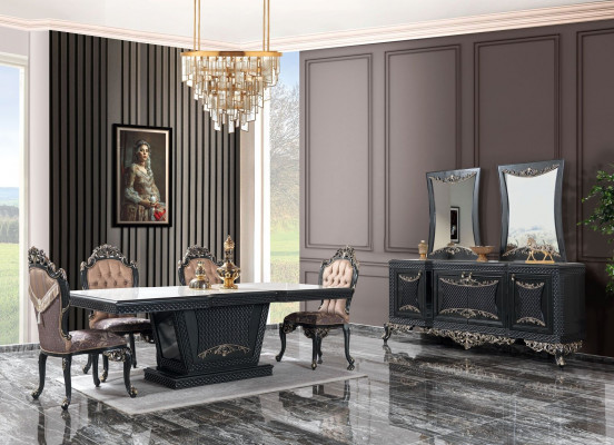 Iessgrupp Iesszëmmer Iessdësch Still Holz Set 12-tlg Gro Barock Sideboard