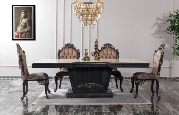 Iessgrupp Iesszëmmer Iessdësch Still Holz Set 12-tlg Gro Barock Sideboard