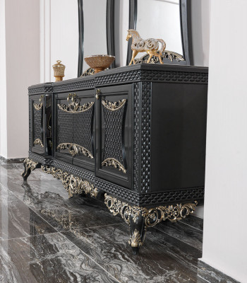 Iessgrupp Iesszëmmer Iessdësch Still Holz Set 12-tlg Gro Barock Sideboard