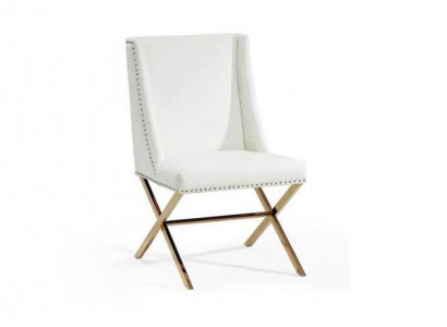 Wäissen Iesszëmmerstull Designer Textil Miwwelen Edelstol Metall Einsëtzer