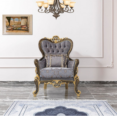 Chesterfield Sofa-Garnitur Polstersofa Sofa Blo Dräisëtzer Fautteuil Set