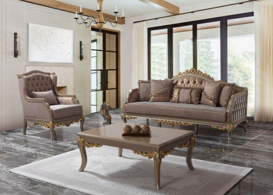 Canapé Komplette Couchgarnitur Sofagarnitur Sofa Stoffsofa Braun