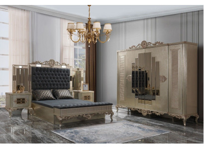 Duebelbett Chesterfield Luxus Schlofkummer Garnitur Bett 5tlg Gold Better