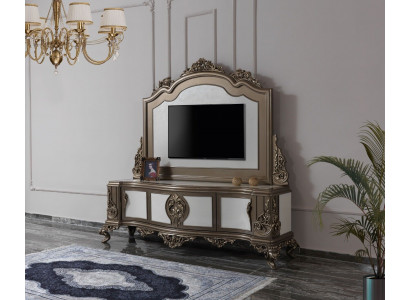 Wunnzëmmer RTV-Ständer TV-Sideboard Lowboard Holz Braun Dësch Luxus