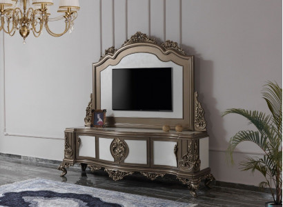 Wunnzëmmer RTV-Ständer TV-Sideboard Lowboard Holz Braun Dësch Luxus