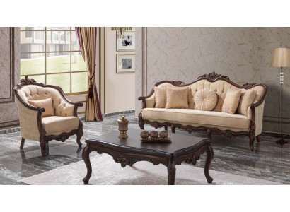 Polstersofa Sofa Sofasazgrupp Couch Stoffsofa Beige Chesterfield Set