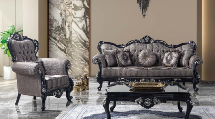 Stoffcanapé Polstercanapé Garnitur Canapé-Garnitur Gro Chesterfield Set Canapé