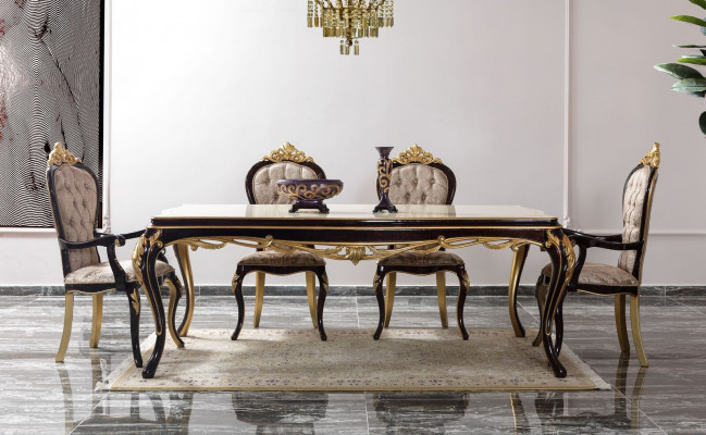 Iessgrupp Iesseck Iesszëmmer Iessdësch Still Holz 9tlg Brong Barock